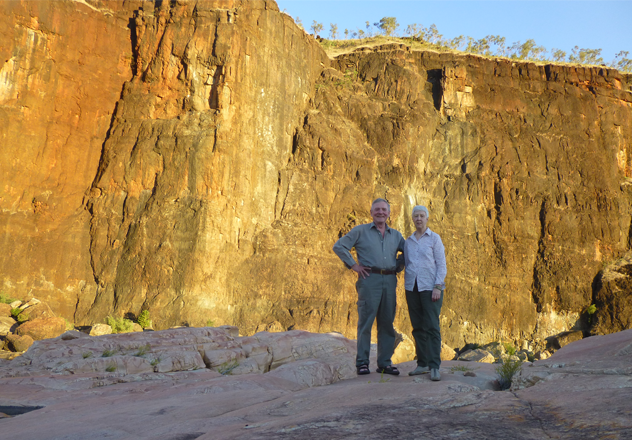Jeremy with wife Jessica at Charnley River-Artesian Range Wildlife Sanctuary, Western Australia.