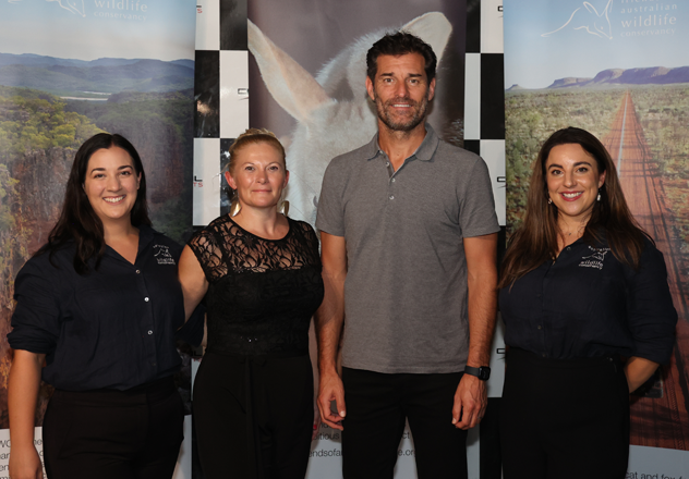 From left: Dani Ryder, AWC Development Manager, Annual Programs; Amy House, AWC Chief Development Officer; Mark Webber AO; Lizzy Crotty, National Development Manager UK/Europe. 